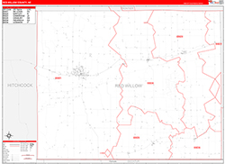 Red Willow County, NE Wall Map Zip Code Red Line Style 2026